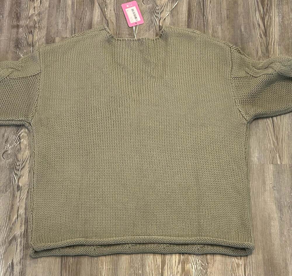 Edikted Olive Green V-Neck Cable Knit Sweater - Picture 7 of 7